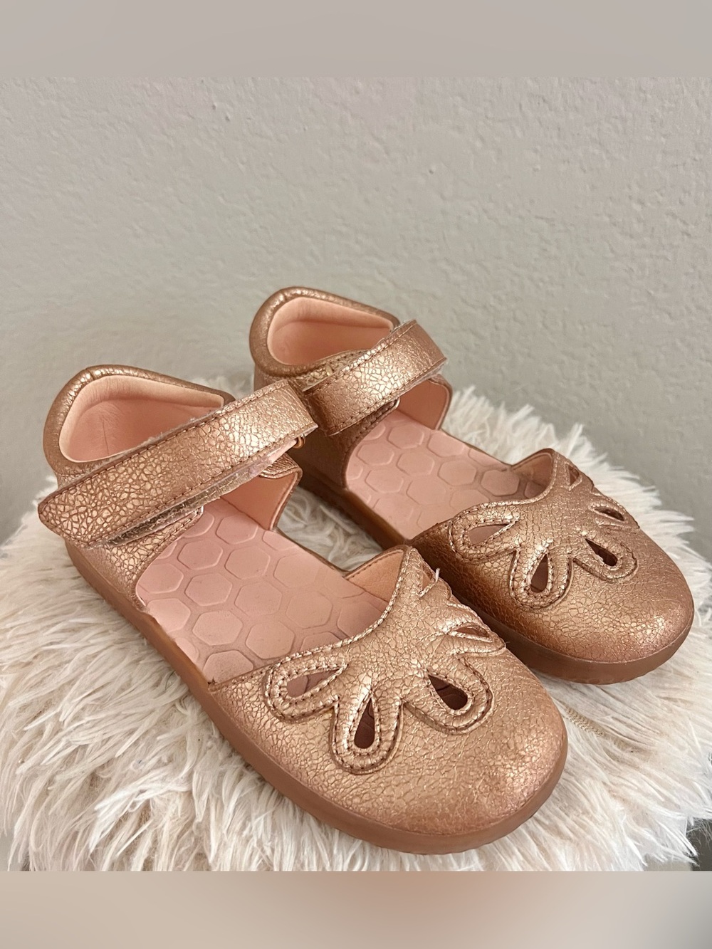 Livie & LucaGirls' Metallic Rose Gold Mary Jane Sandals